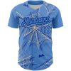 Custom Light Blue Cream-Royal 3D Pattern Design Spider Web Authentic Baseball Jersey - Image 2