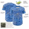 Custom Light Blue Cream-Royal 3D Pattern Design Spider Web Authentic Baseball Jersey - Image 3