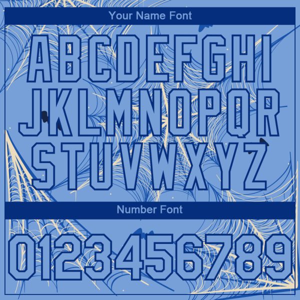 Custom Light Blue Cream-Royal 3D Pattern Design Spider Web Authentic Baseball Jersey - Image 5