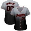 Custom Gray Black-Red Authentic Fade Fashion Baseball Jersey - Image 2