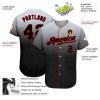 Custom Gray Black-Red Authentic Fade Fashion Baseball Jersey - Image 3