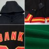 Custom Kelly Green White-Light Blue Bomber Full-Snap Varsity Letterman Hoodie Jacket - Image 2