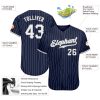Custom Navy White Pinstripe White-Gray Authentic Baseball Jersey - Image 3