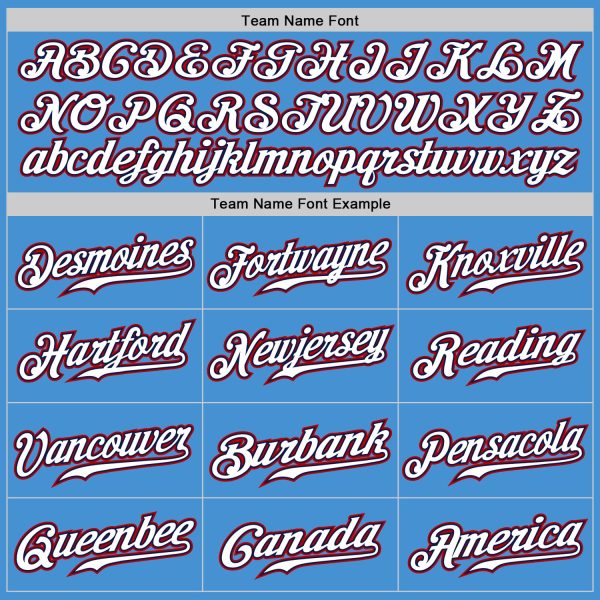 Custom Powder Blue Red Pinstripe White-Navy Authentic Baseball Jersey - Image 5