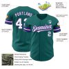Custom Teal White-Purple Authentic Baseball Jersey - Image 3