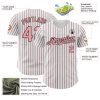 Custom White (Black Medium Pink Pinstripe) Silver-Black Authentic Baseball Jersey - Image 3