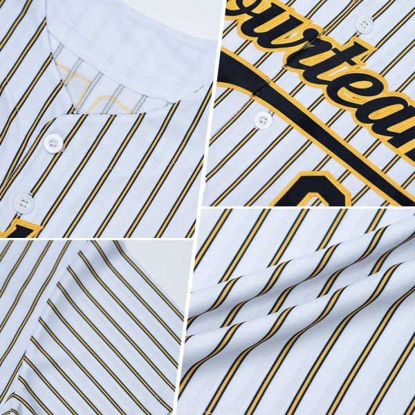 Custom White (Navy Medium Pink Pinstripe) Medium Pink-Navy Authentic Baseball Jersey - Image 2