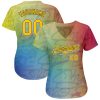 Custom Graffiti Pattern Gold-Black 3D Authentic Baseball Jersey - Image 2