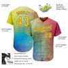 Custom Graffiti Pattern Gold-Black 3D Authentic Baseball Jersey - Image 3