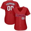 Custom Red White-Navy Baseball Jersey - Image 2